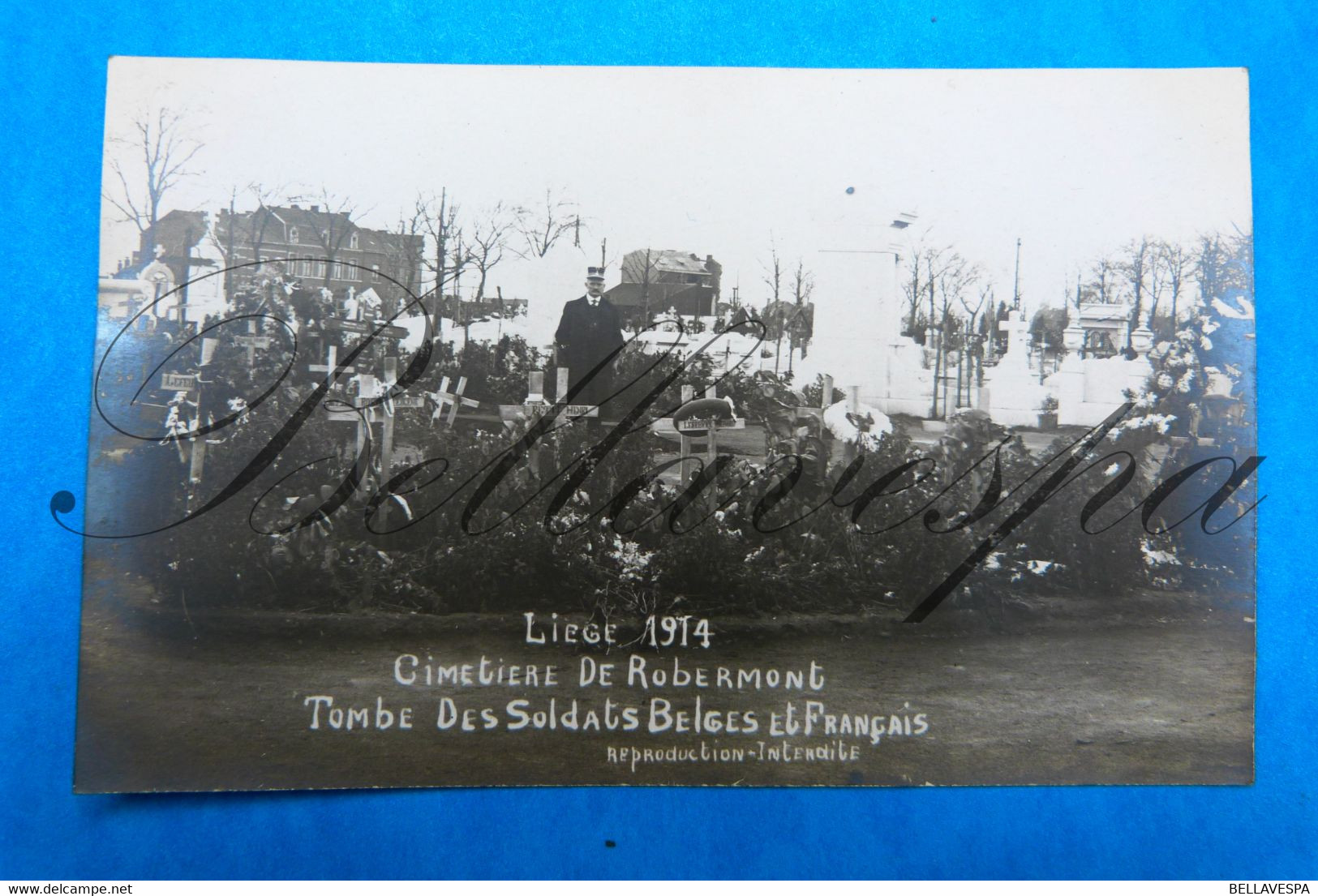 Sart-Tilmant -Liege Tombe Soldats Belges Et Français 1914-1918 2 X Carte Photo Guerre Mondiale - Uniformes