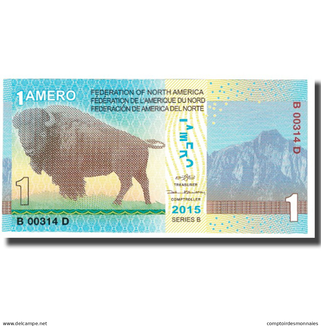 Billet, États-Unis, Billet Touristique, 2015, 1 AMEROS FEDERATION OF NORTH - A Identifier