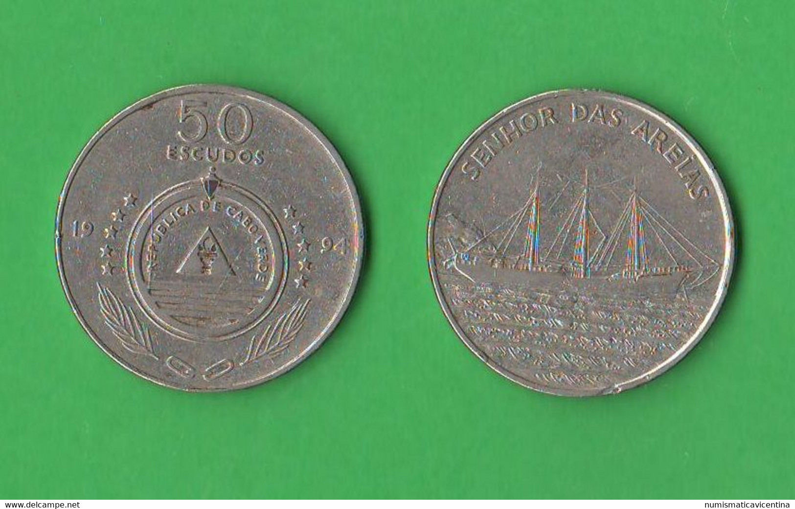 Capo Verde 50 Escudos 1994 Cape Verde Cap Vert Nichel Coin Saliship Senhor Das Areias - Kaapverdische Eilanden