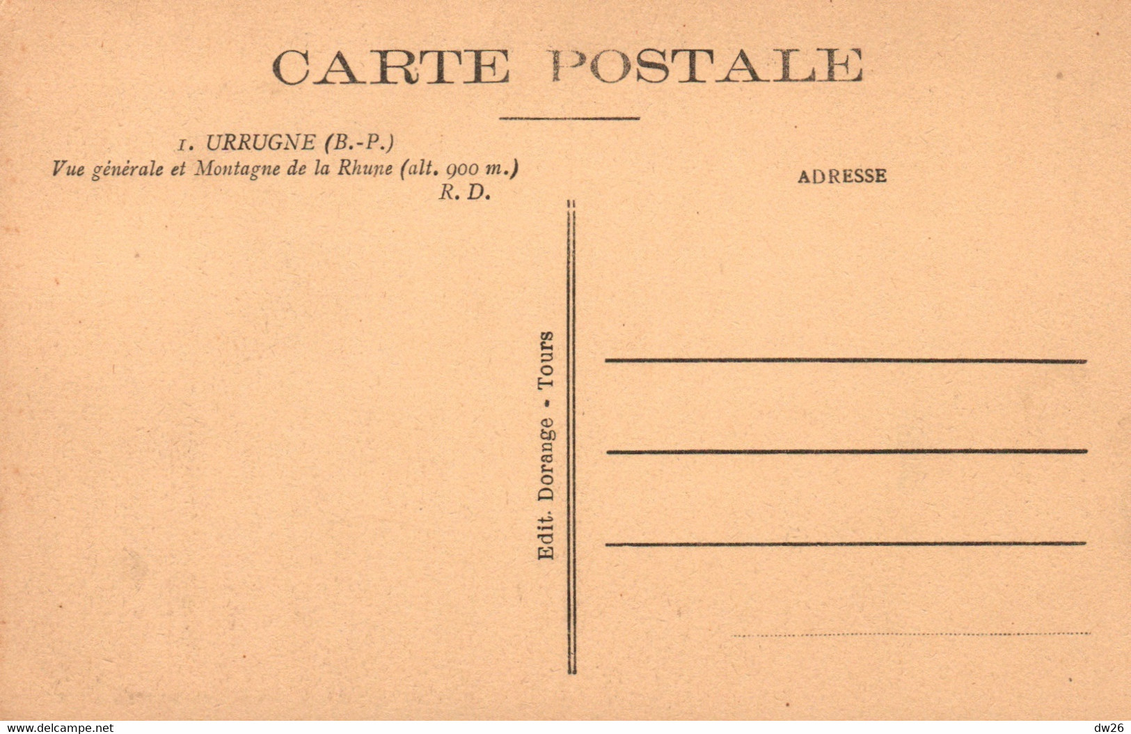 Urrugne (Basses-Pyrénées) Vue Générale Et Montagne De La Rhune - Edition Dorange - Carte N° 1 Non Circulée - Urrugne