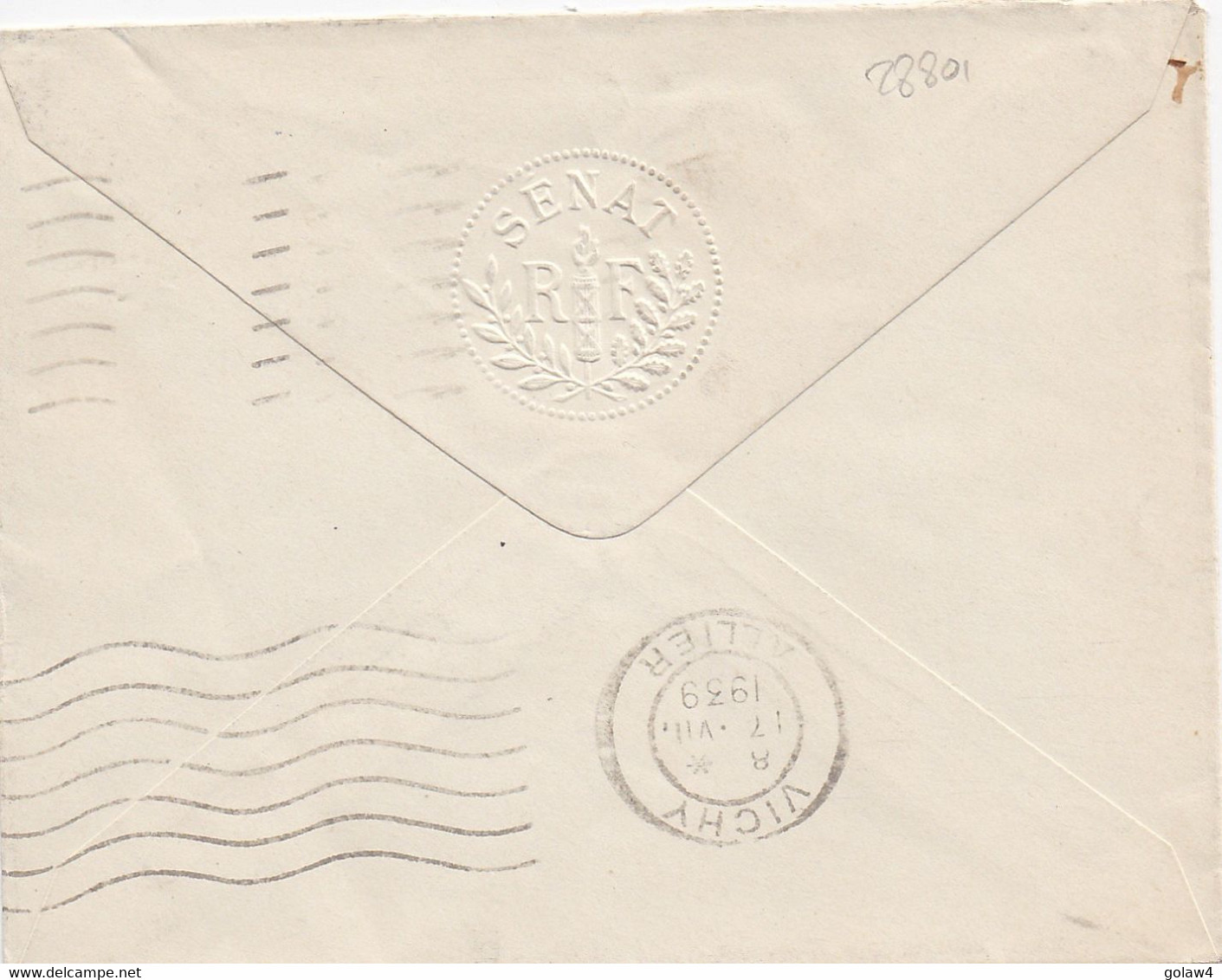 28801# PAIX PERFORE S PERFIN LETTRE SENAT RF Obl PARIS 6BIS SENAT 1939 Pour VICHY ALLIER - Storia Postale