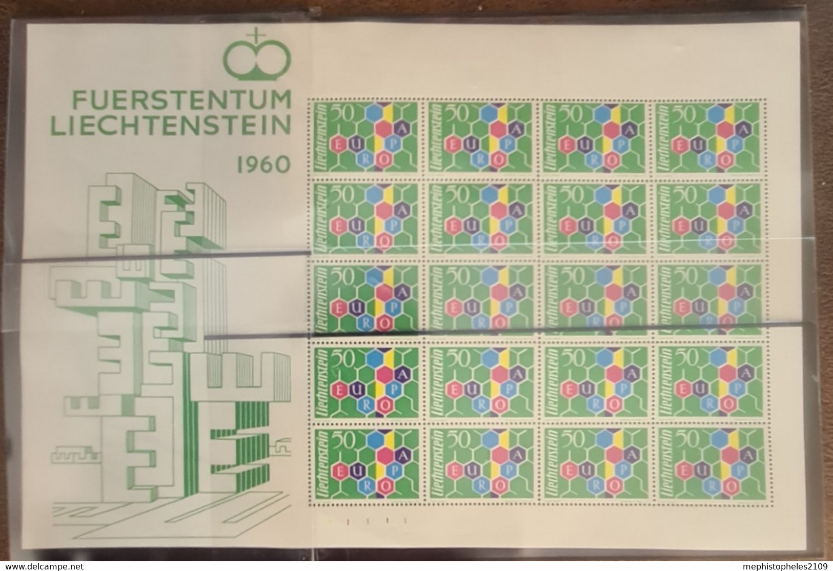 LIECHTENSTEIN 1960 - MNH - Kleinbogen Nr 398I Postfrisch - Blocs & Feuillets