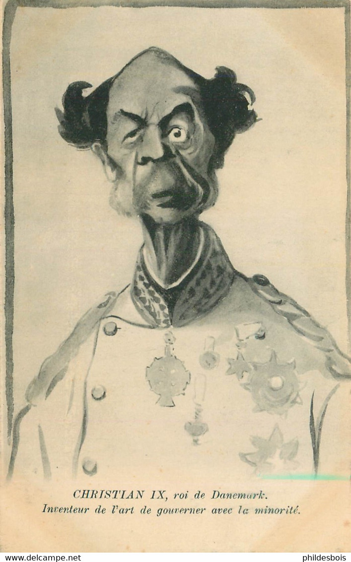 CARTE SATIRIQUE PERSONNAGE (début Siecle)  CHRISTIAN IX Roi Du Danemark - Satirical