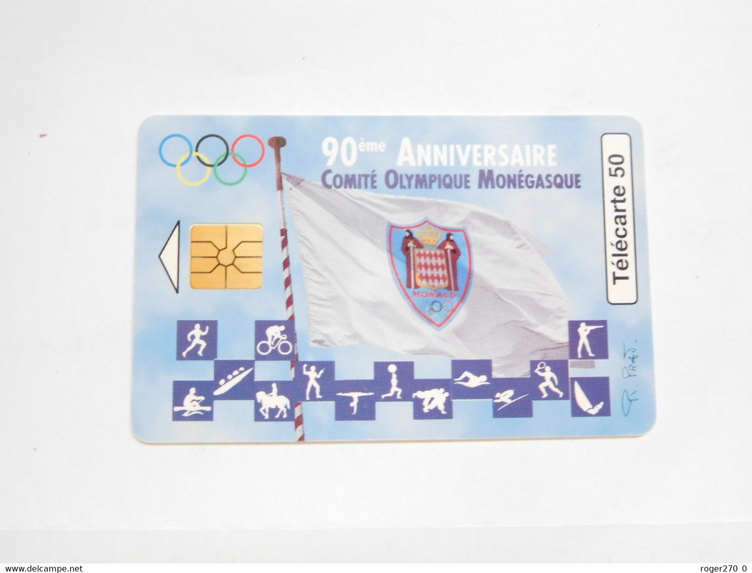 Télécarte Monaco , MF44 , Comité Olympique , TBE , Cote : 2 Euros - Monaco