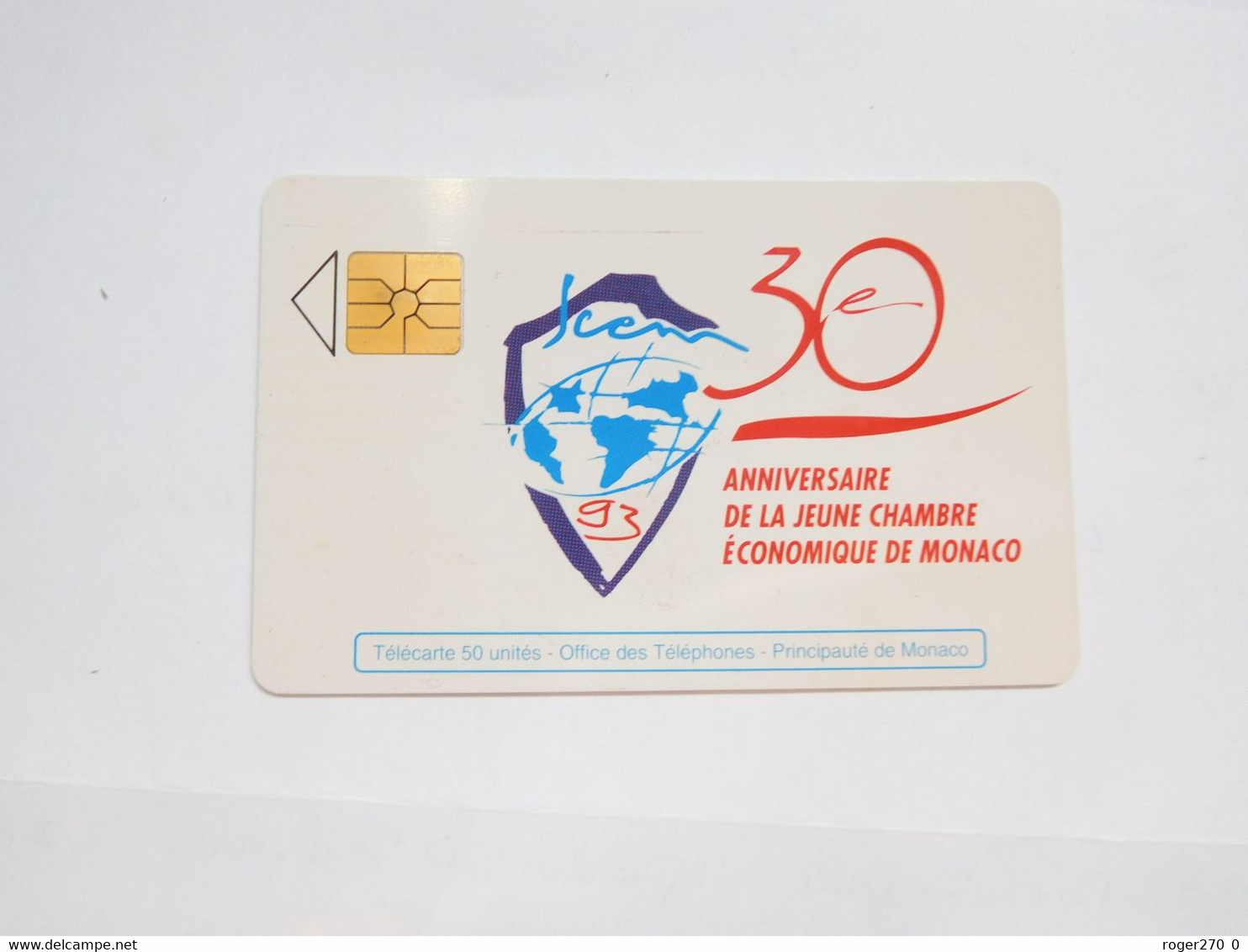 Télécarte Monaco , MF28 , Jeune Chambre Economique ,  TBE , Cote : 4 Euros - Monaco