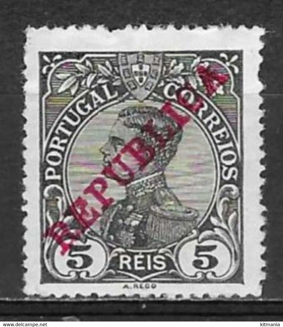 1910 Portugal #171 D,Manuel Overprint Republica 5rs MH - P1811 - Unused Stamps