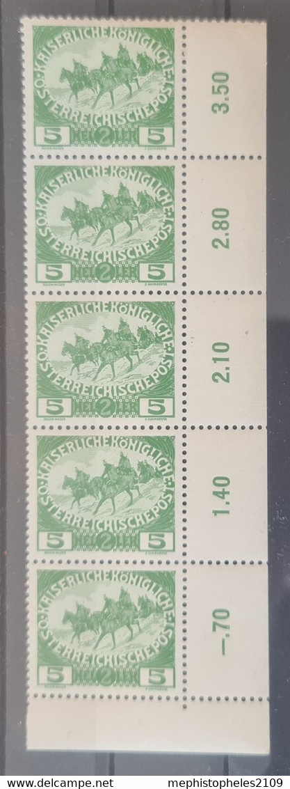 AUSTRIA 1915 - MNH - ANK181 - Strip Of 5 From Corner! - Ongebruikt