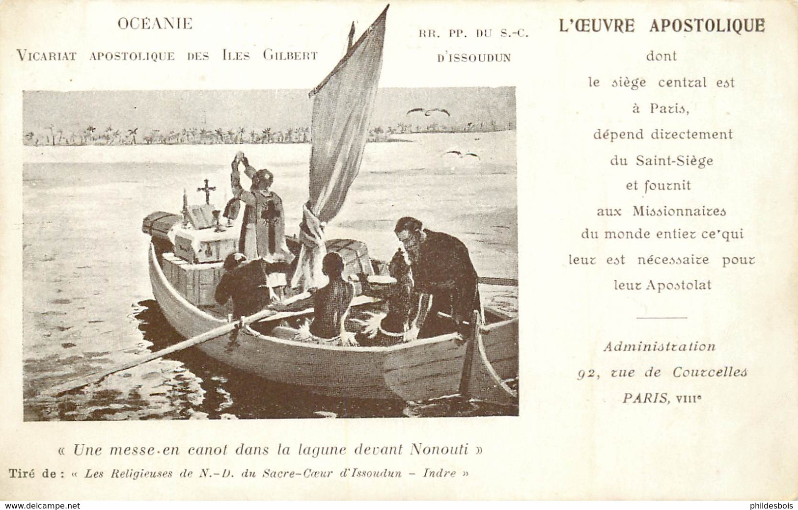 OCEANIE Oeuvre Apostolique " Une Messe En Canot Dans La Lagune Devant NONOUTI " - Missie