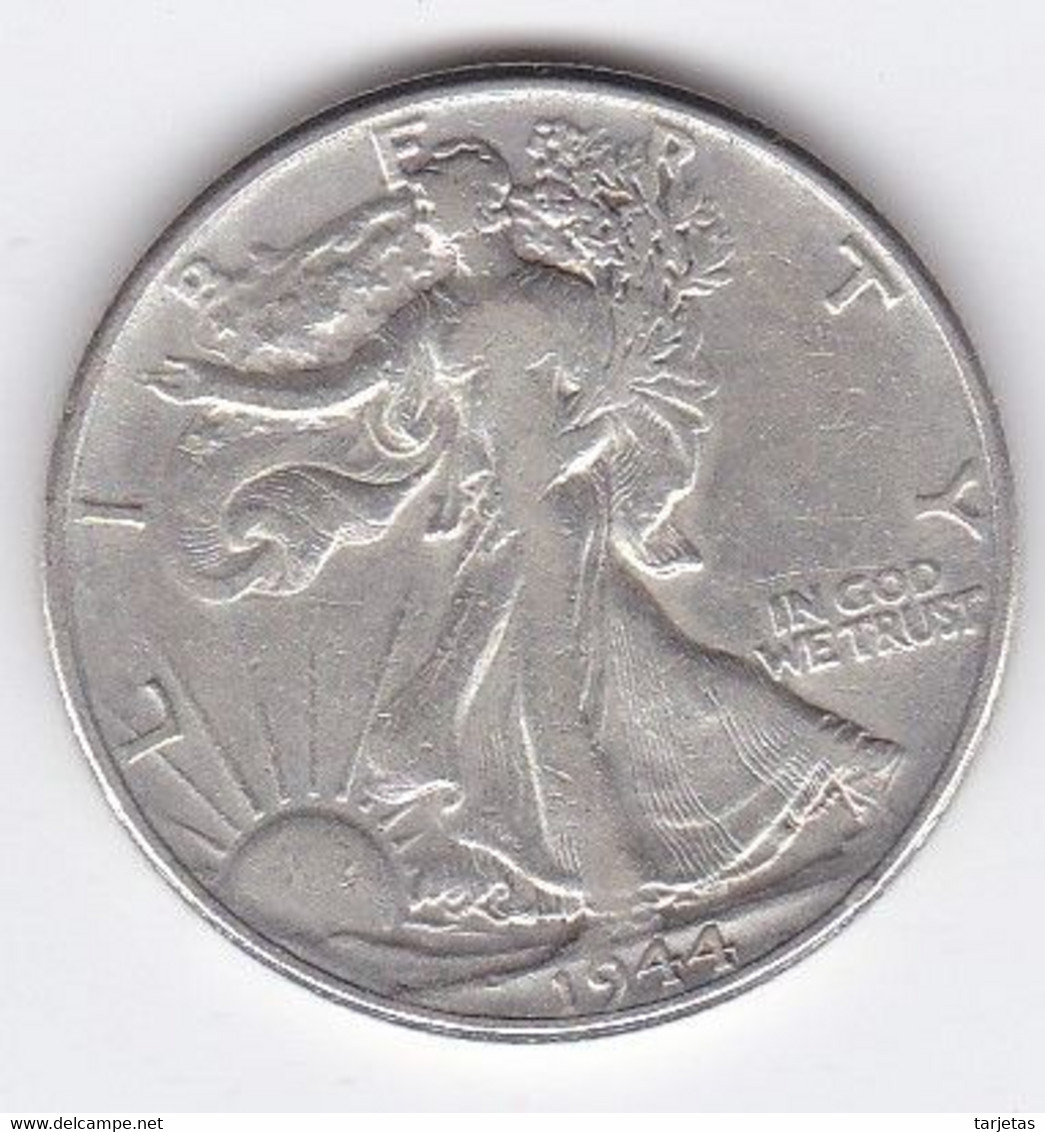 MONEDA  DE PLATA DE ESTADOS UNIDOS DE 1/2 DOLLAR DEL AÑO 1944 (COIN) SILVER-ARGENT - 1916-1947: Liberty Walking