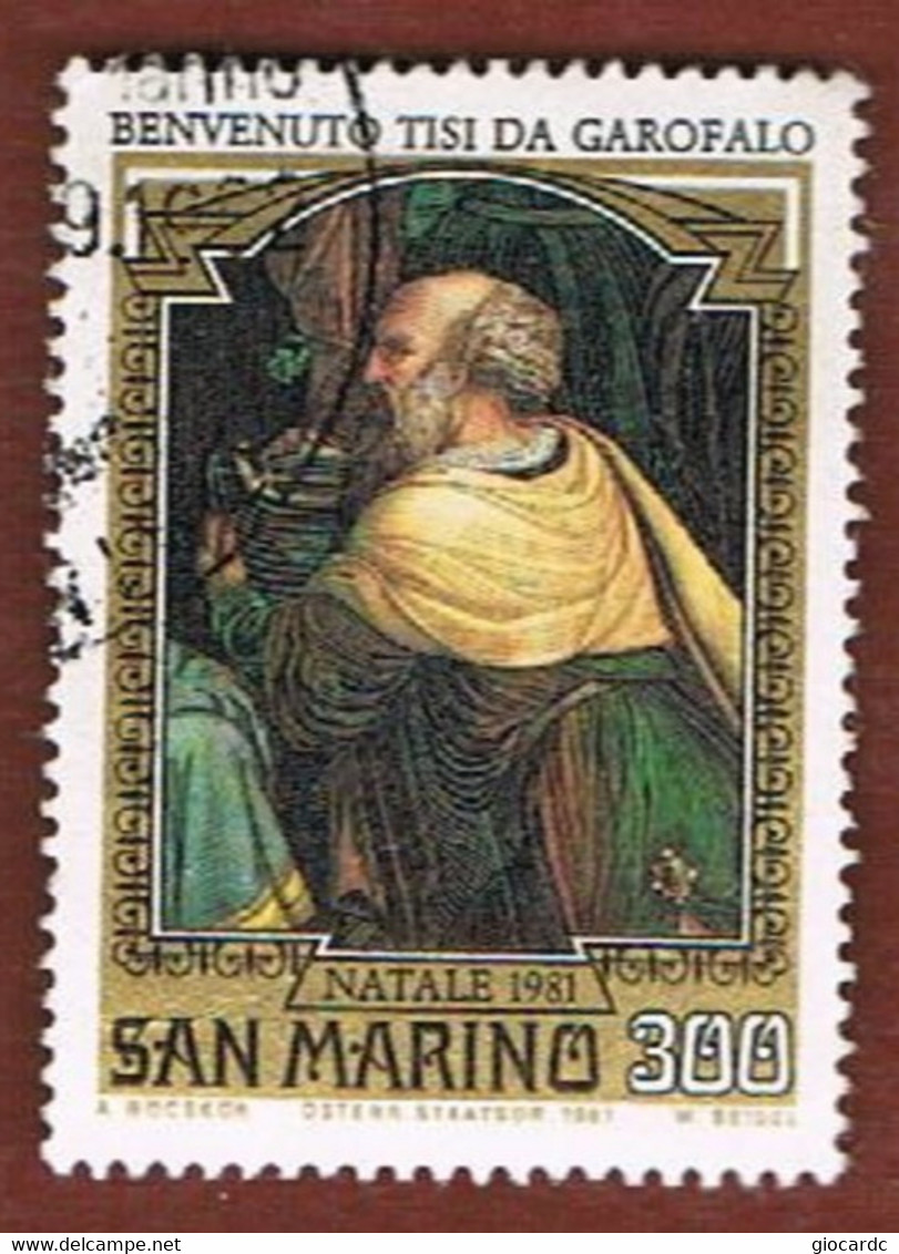 SAN MARINO - UNIF. 1086  - 1981 NATALE: DIPINTI DI B. TISI   -  USATI (USED°) - Gebruikt