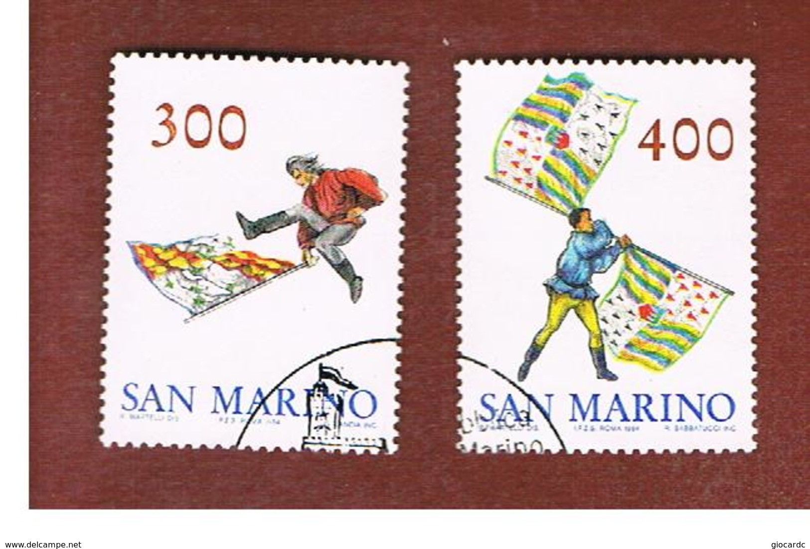 SAN MARINO - UNIF. 1137.1138  - 1984   SBANDIERATORI: SERIE COMPLETA DI 2 -  USATI (USED°) - Usados