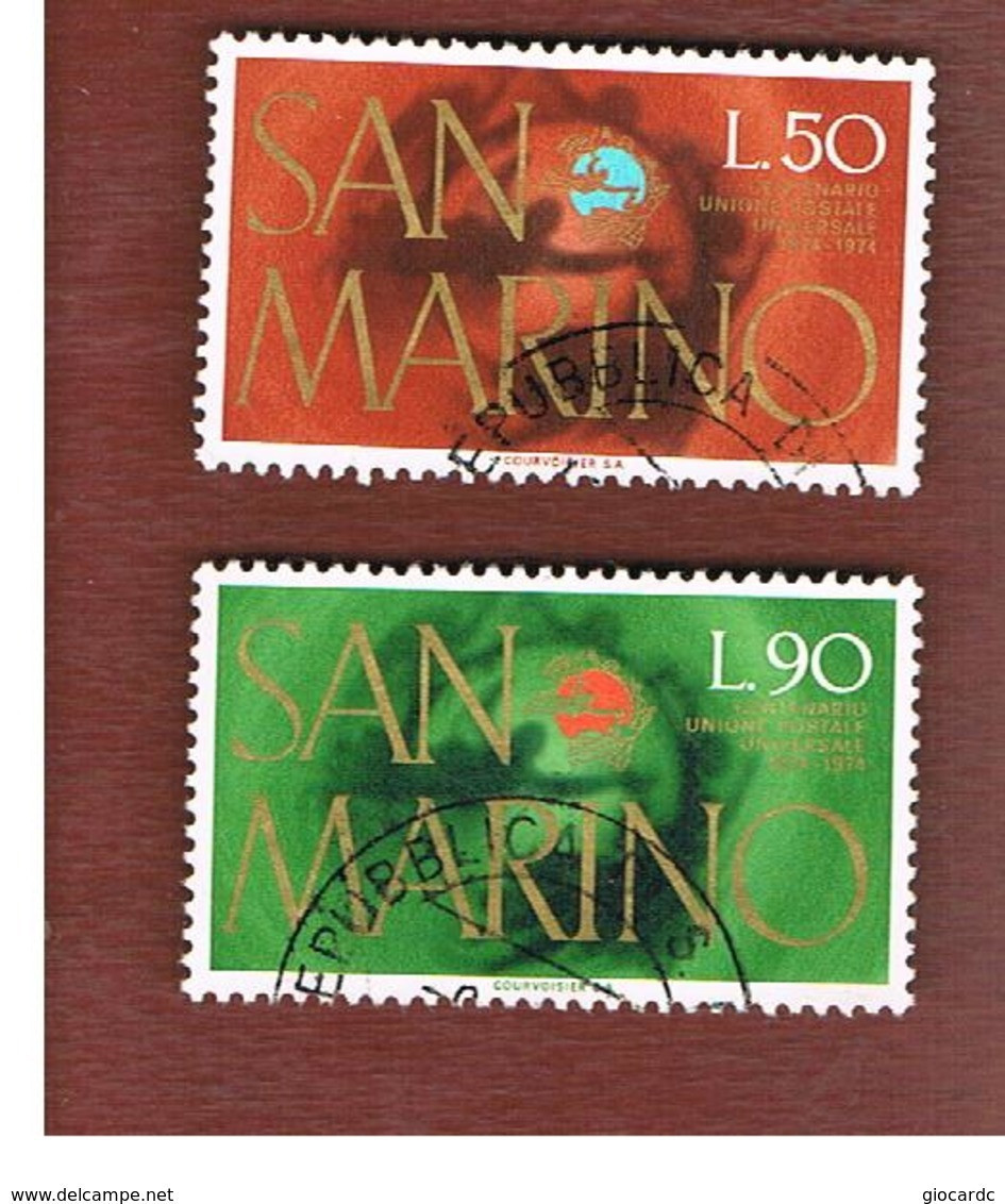 SAN MARINO - UNIF. 926.927   - 1974  CENTENARIO DELL' U.P..U. (SERIE COMPLETA DI 2) -  USATI (USED°) - Used Stamps