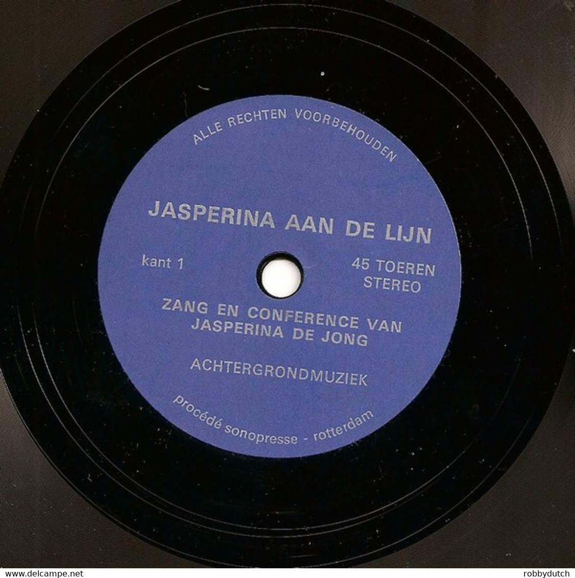 * 7" Flexidisc  *  JASPERINA DE JONG - JASPERINA AAN DE LIJN (Holland 1969 EX!!) - Andere - Nederlandstalig