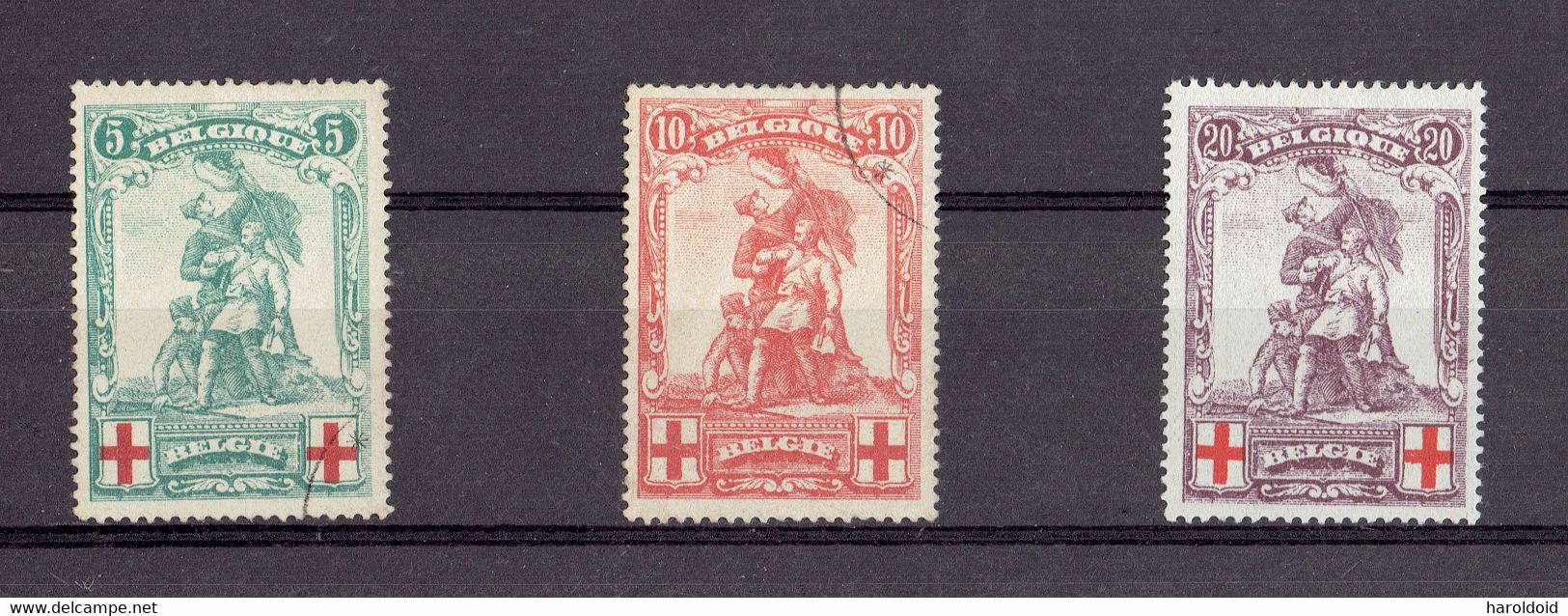 Belgique - N°126/127 OB TB - 128 X TB - 1918 Croix-Rouge