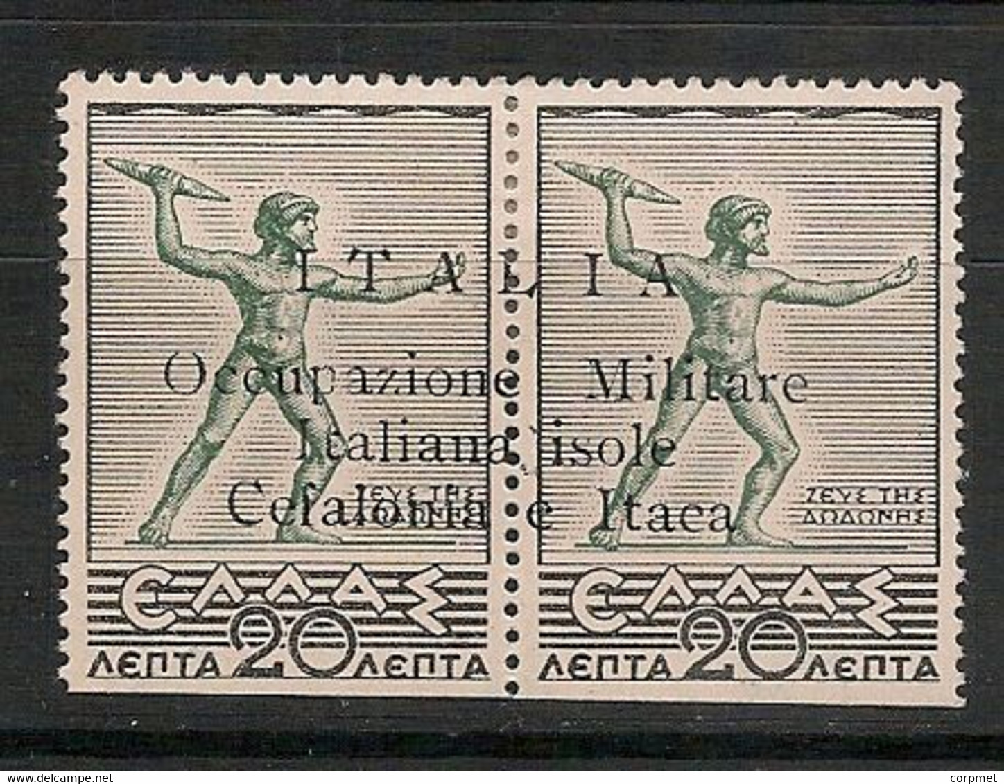 ITALIA - ISOLE JONIE -Cefalonia E Itaca.- Mitologica Del 1937/38 - Sass. 58 - Lower Margin IMPERFORATE - MLH - Ionische Inseln