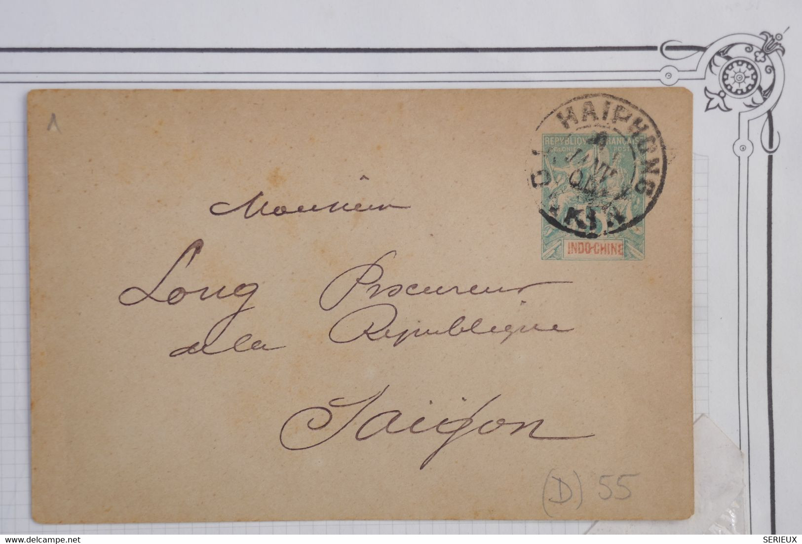 AY11 INDOCHINE  BELLE LETTRE ENTIER 1904 HAIPHONG  A SAIGON + AFF. INTERESSANT - Brieven En Documenten