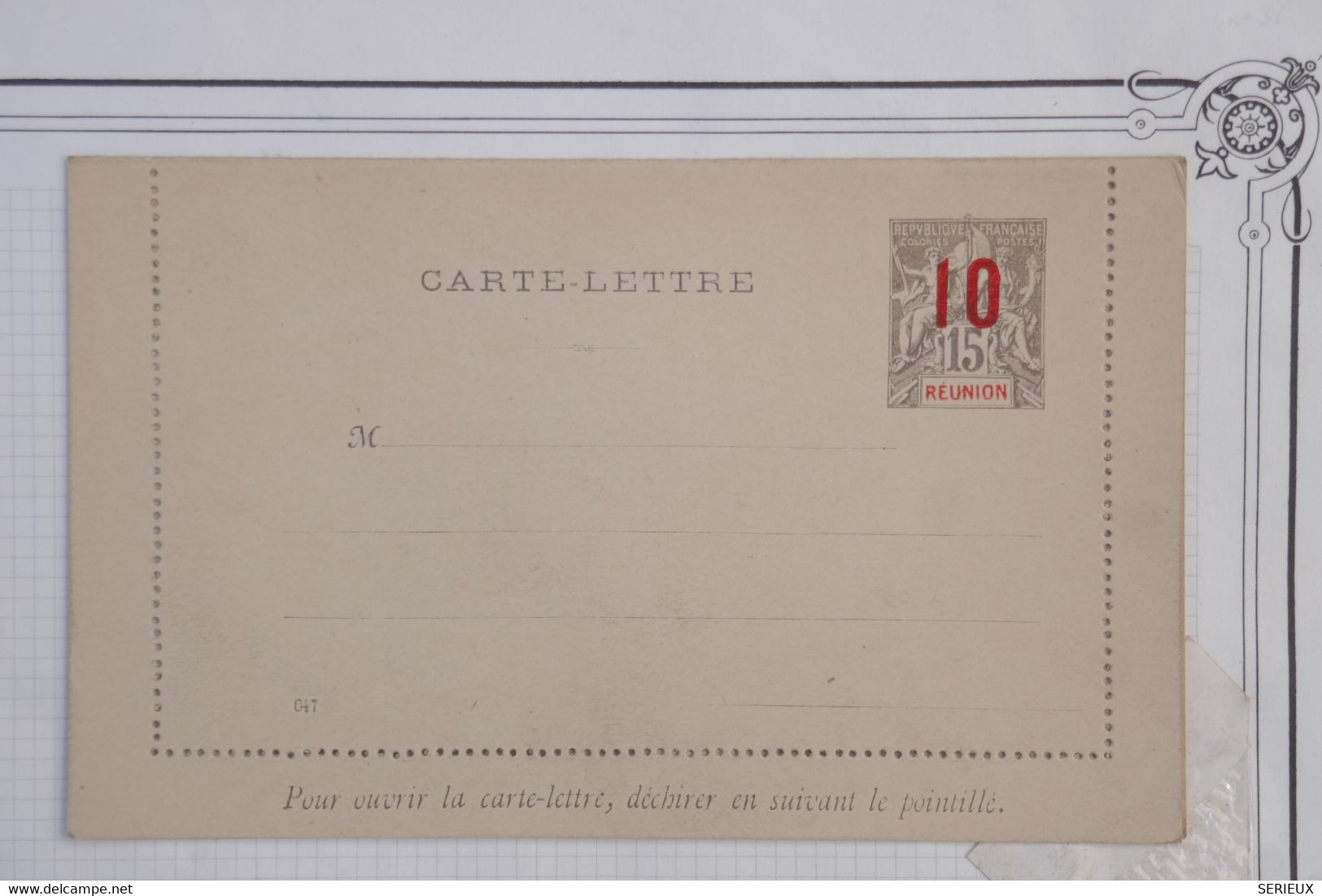 AY11 LA REUNION  BELLE DOUBLE  CARTE ENTIER 1900  SURCHARGEE+ NON CIRCULEE+PAS COURANT - Cartas & Documentos