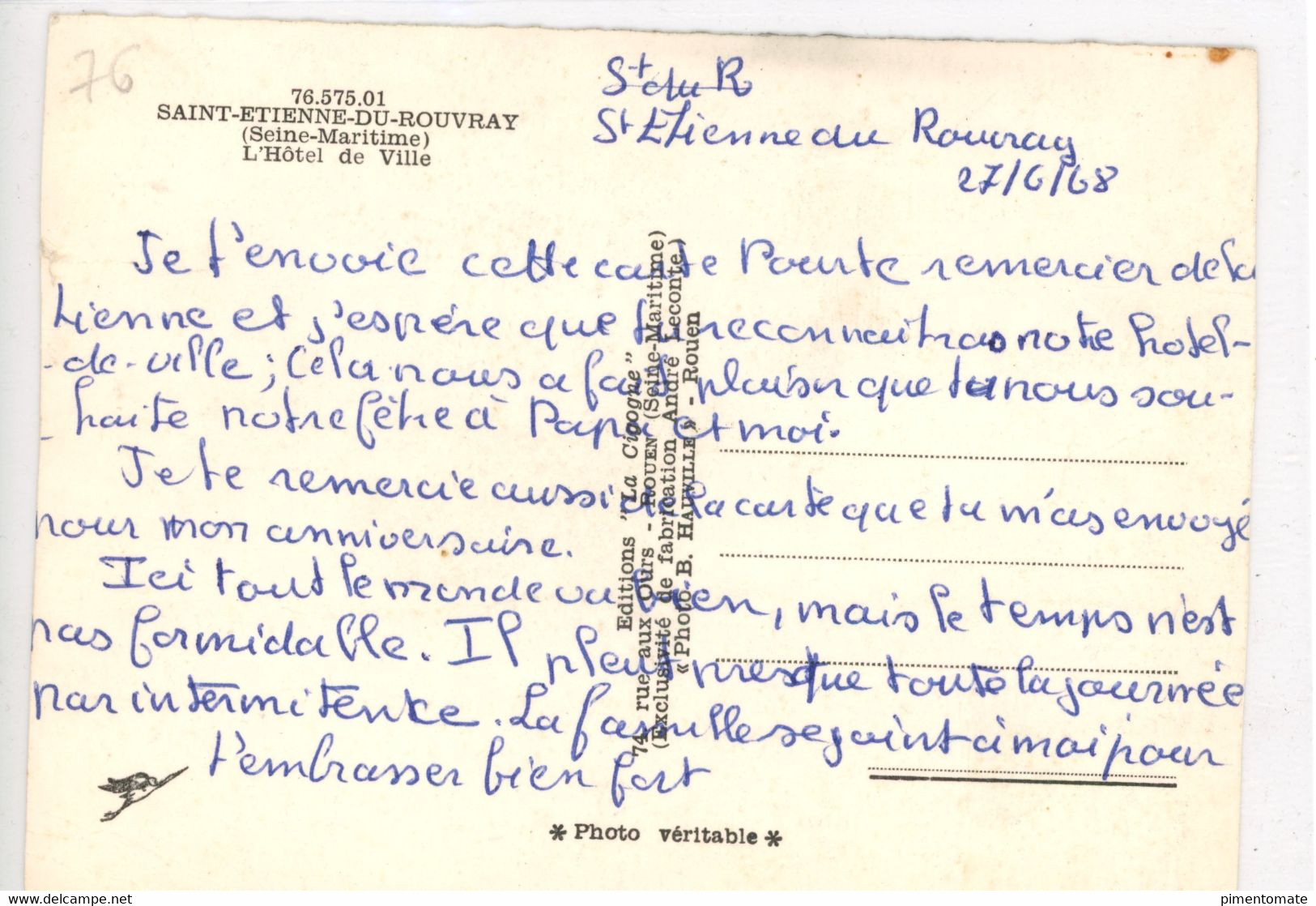 SAINT ETIENNE DU ROUVRAY L'HOTEL DE VILLE 1968 - Saint Etienne Du Rouvray