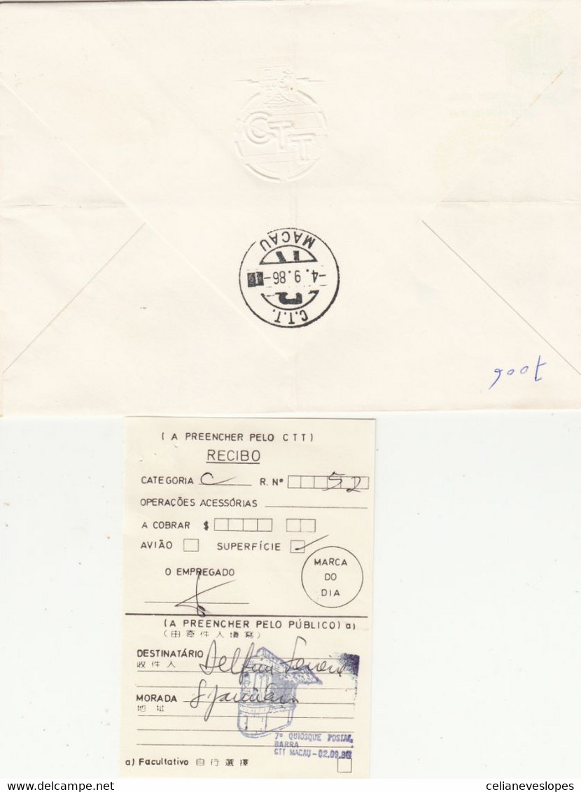 Macau, Macao, FDC, (237), 7º Quiosque Postal, 1986, Registada - FDC