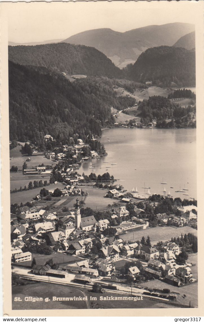 B3812) ST. GILGEN G. Brunnwinkel Im Salzkammergut - Kirche Häuser Boote Tolle VARIANTE ALT ! 1956 - St. Gilgen