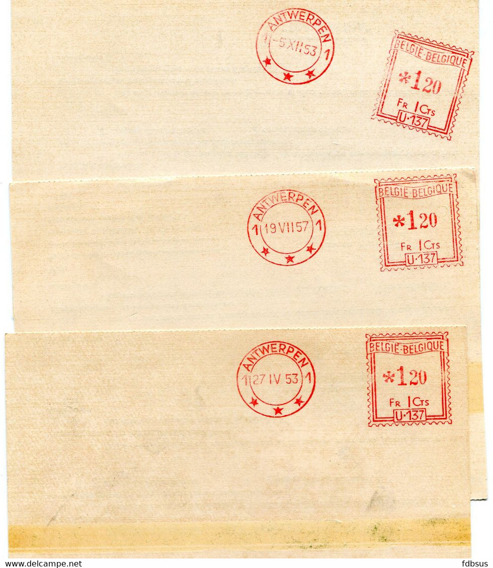 1953/57 3 Kaarten TRANSINTRA Naar Sint Niklaas Voor Levering Van Encriers Inktpotten Naar Congo Belge Via AMI - REF 10 - ...-1959