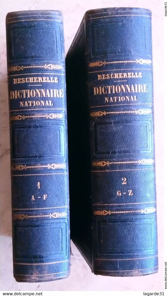 A Saisir DICTIONNAIRE NATIONAL OU DICTIONNAIRE UNIVERSEL DE LA LANGUE FRANCAISE, 2 TOMES - BESCHERELLE AÎNE M. - Woordenboeken