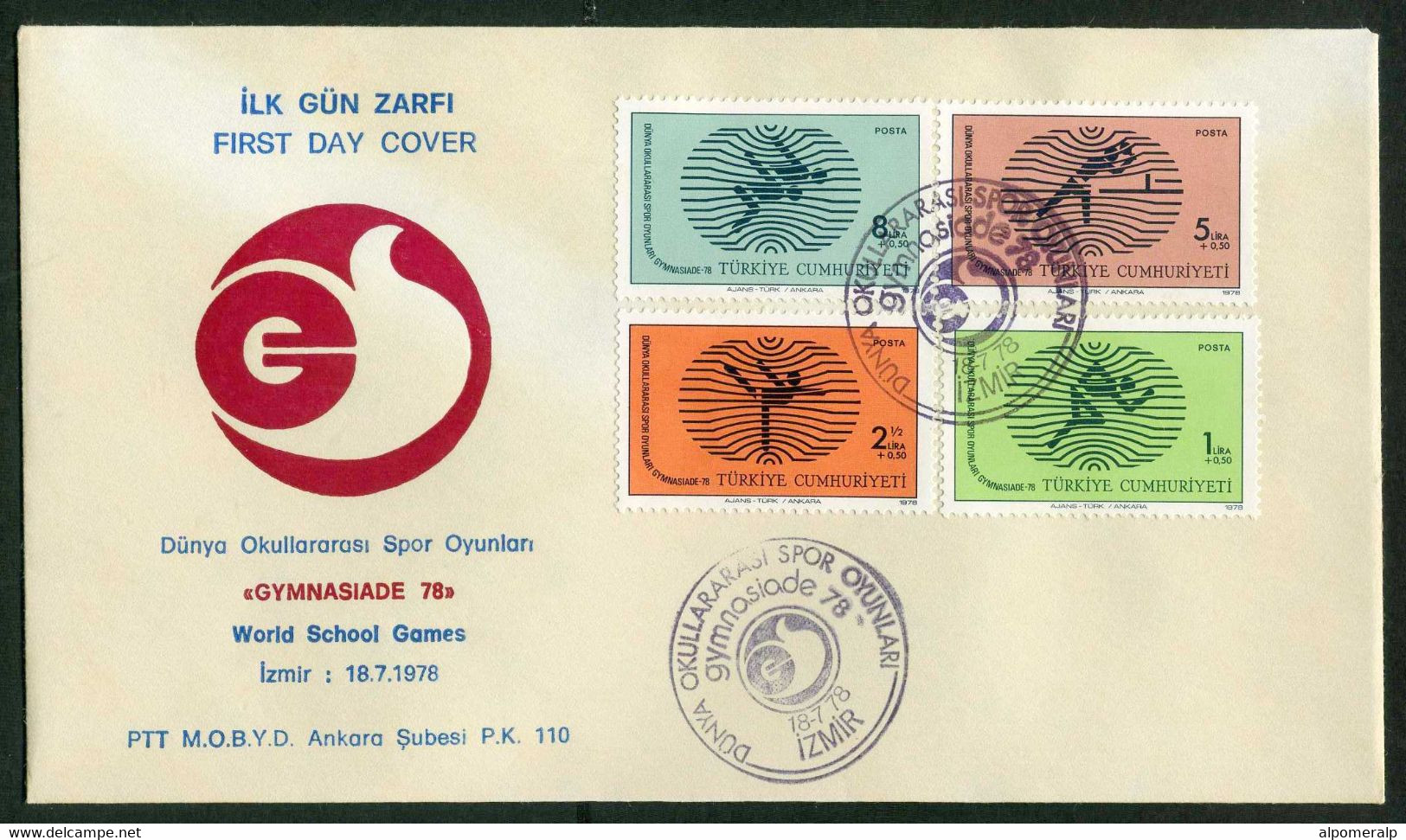 Türkiye 1978 "GYMNASIADE 78" World School Games Mi 2453-2456 FDC - Cartas & Documentos