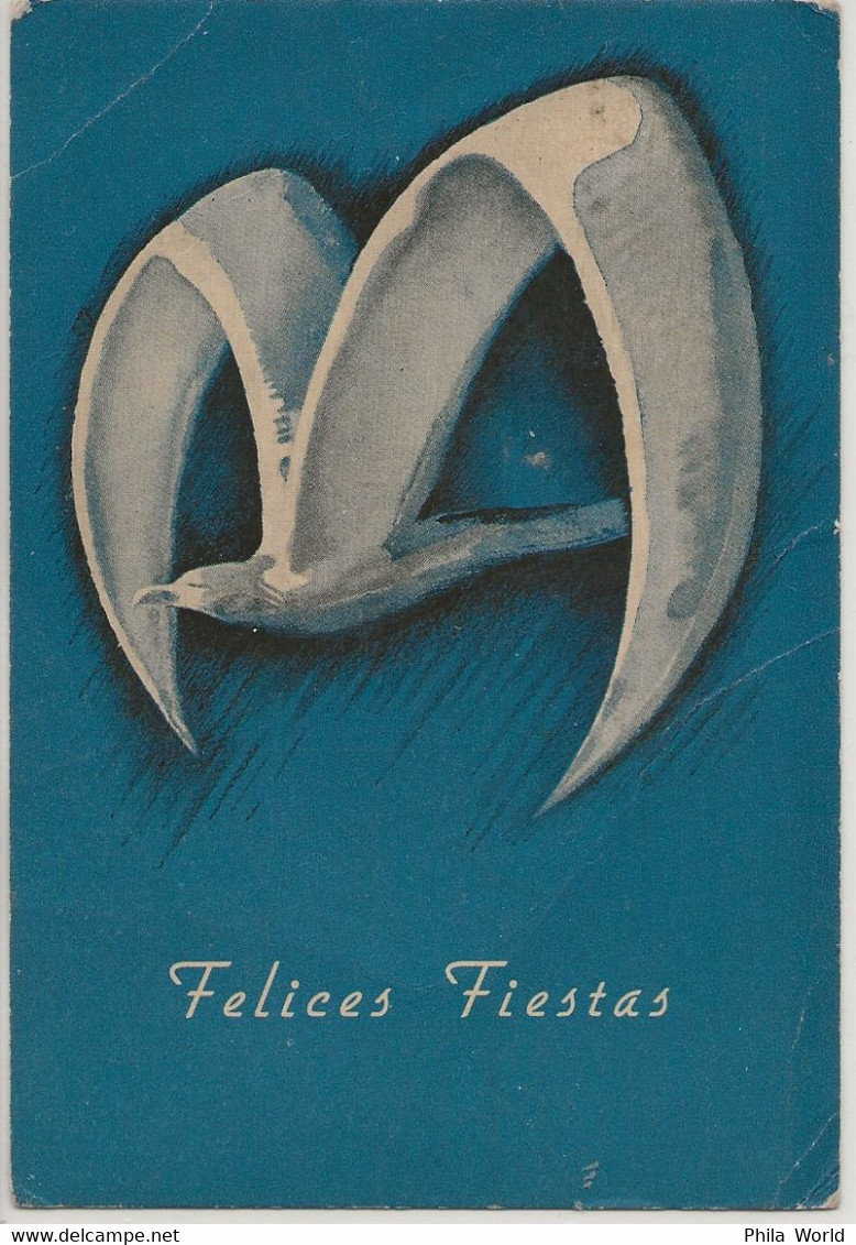 LATI Italia CPNA Illustratore Boccasile Greetings New Year Postcard 1940 Argentina Pour AMSTERDAM Italian Censorship - Avions