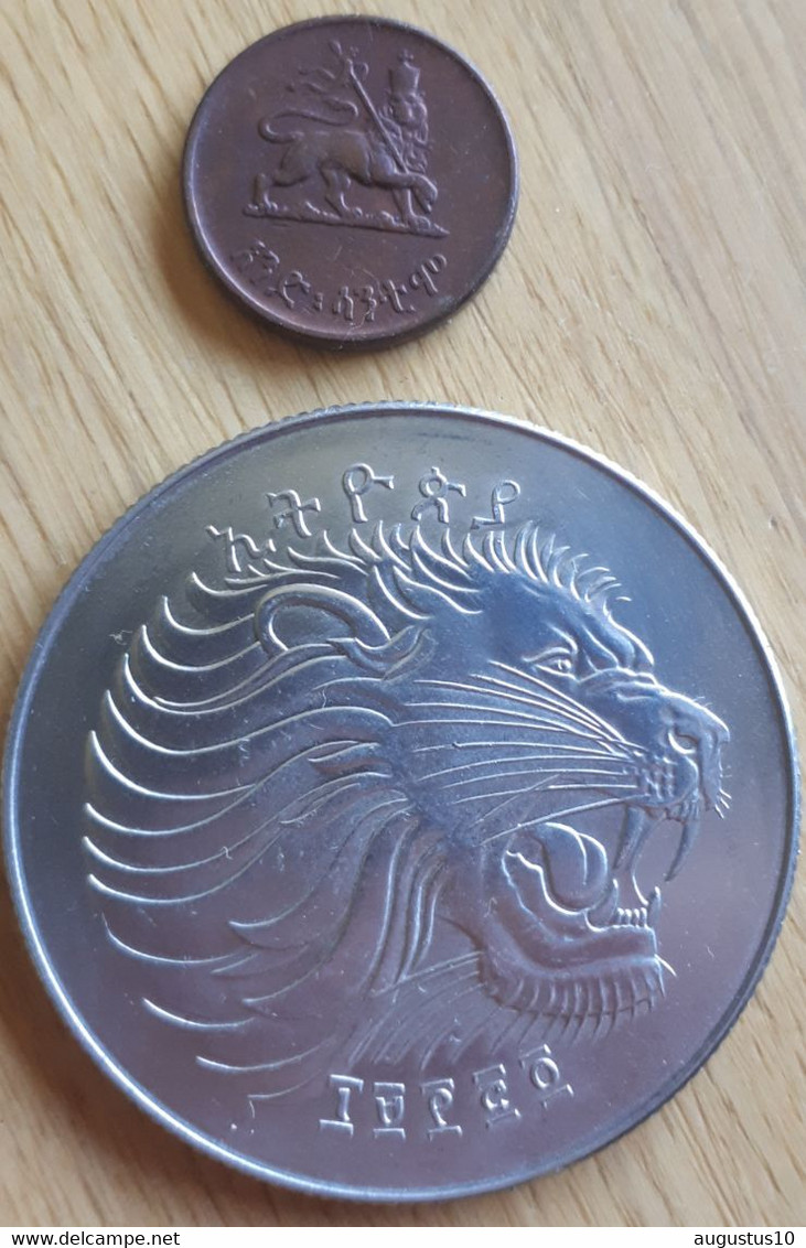 2 X ETHIOPIË : 1 CENT EE 1936 KM 32 + CROWNSIZE 2 BIRR EE 1974 PRACHTIGE STAAT - Ethiopië