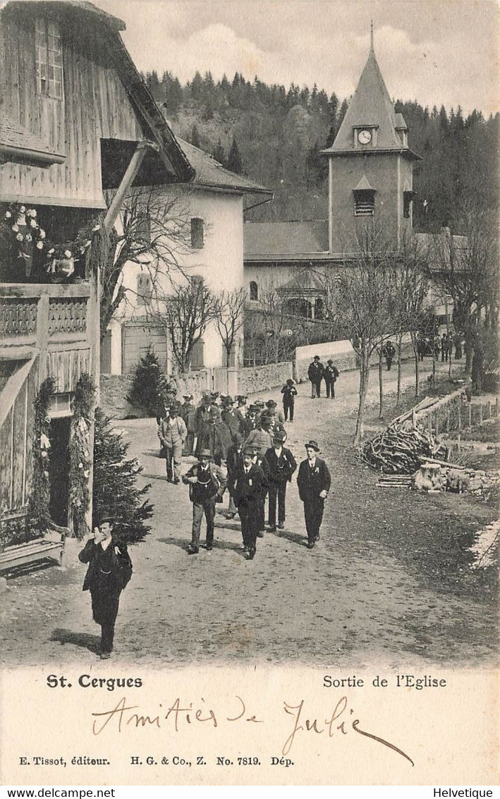 St. Cergues Sortie De L'Eglise 1904 Animée Saint Cergue - Saint-Cergue