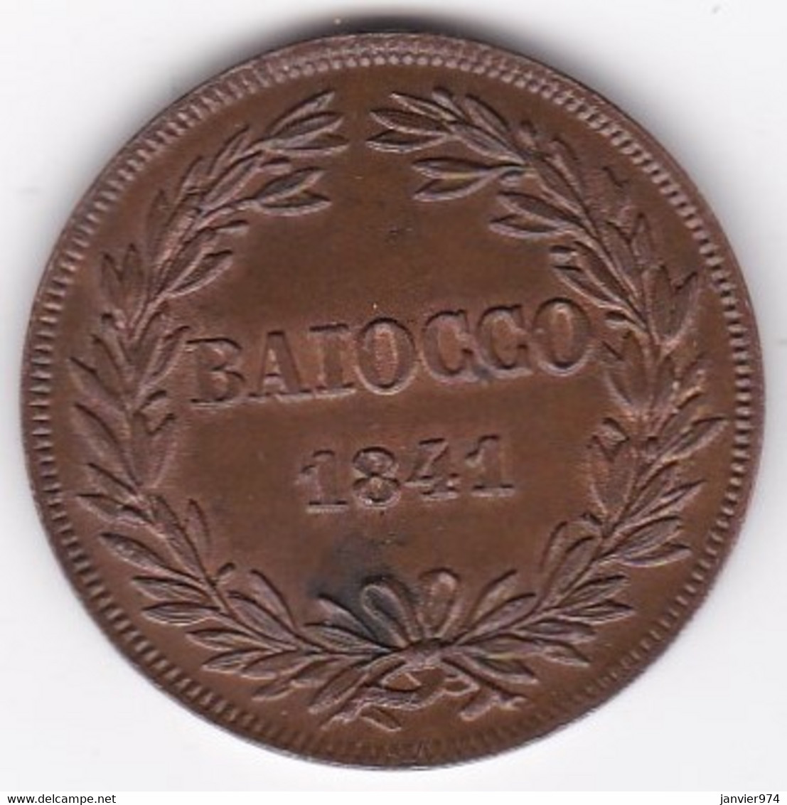 États Pontificaux  1 Baiocco 1841 An XI Gregorio XVI, En Cuivre, KM# 1320, SUP/XF - Altri & Non Classificati