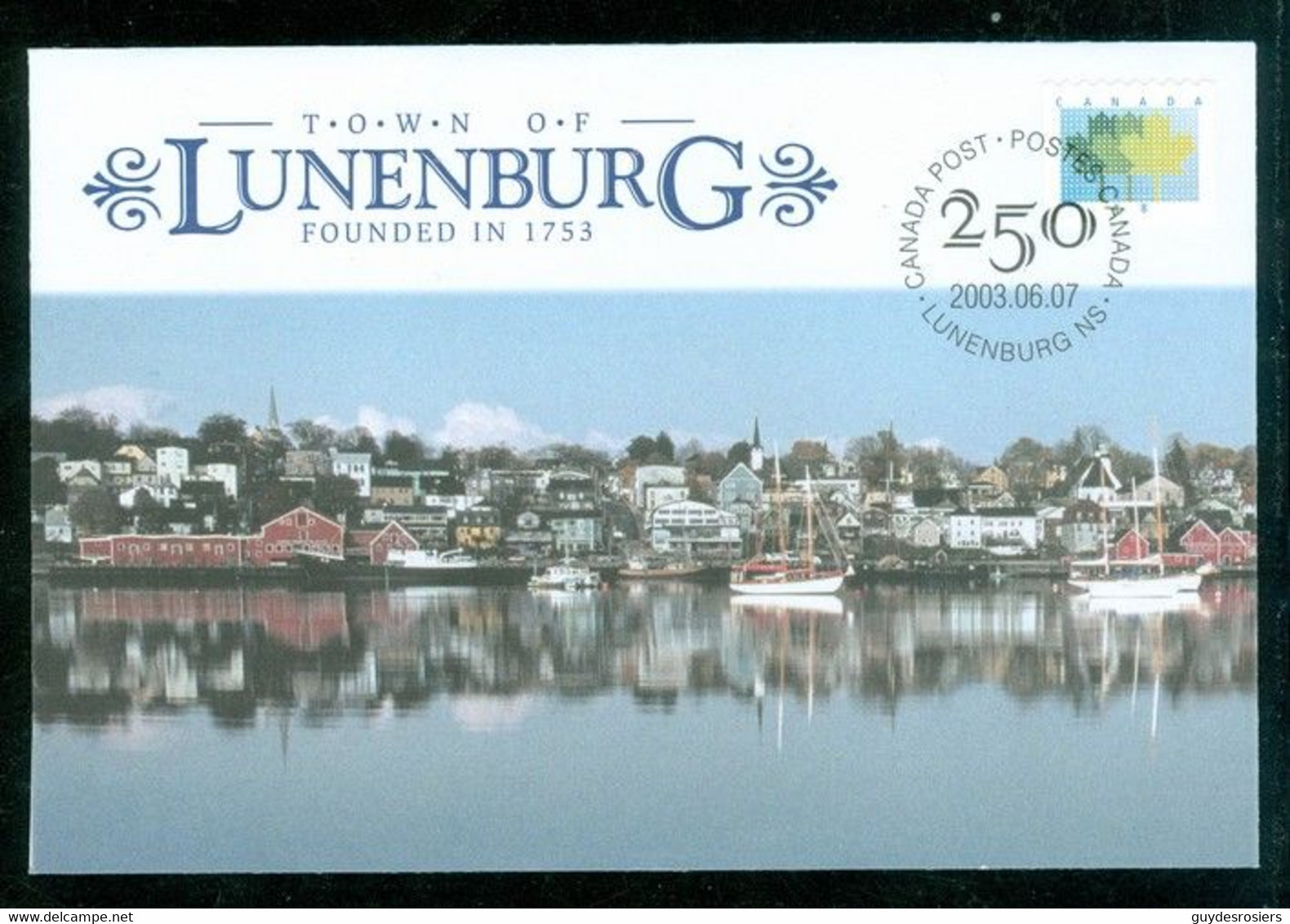 LUNENBURG, Nouvelle-Écosse / Nova Scotia; 250 Ans / Years; Timbre Scott # 1927 Stamp; Enveloppe Souvenir (9993) - Covers & Documents