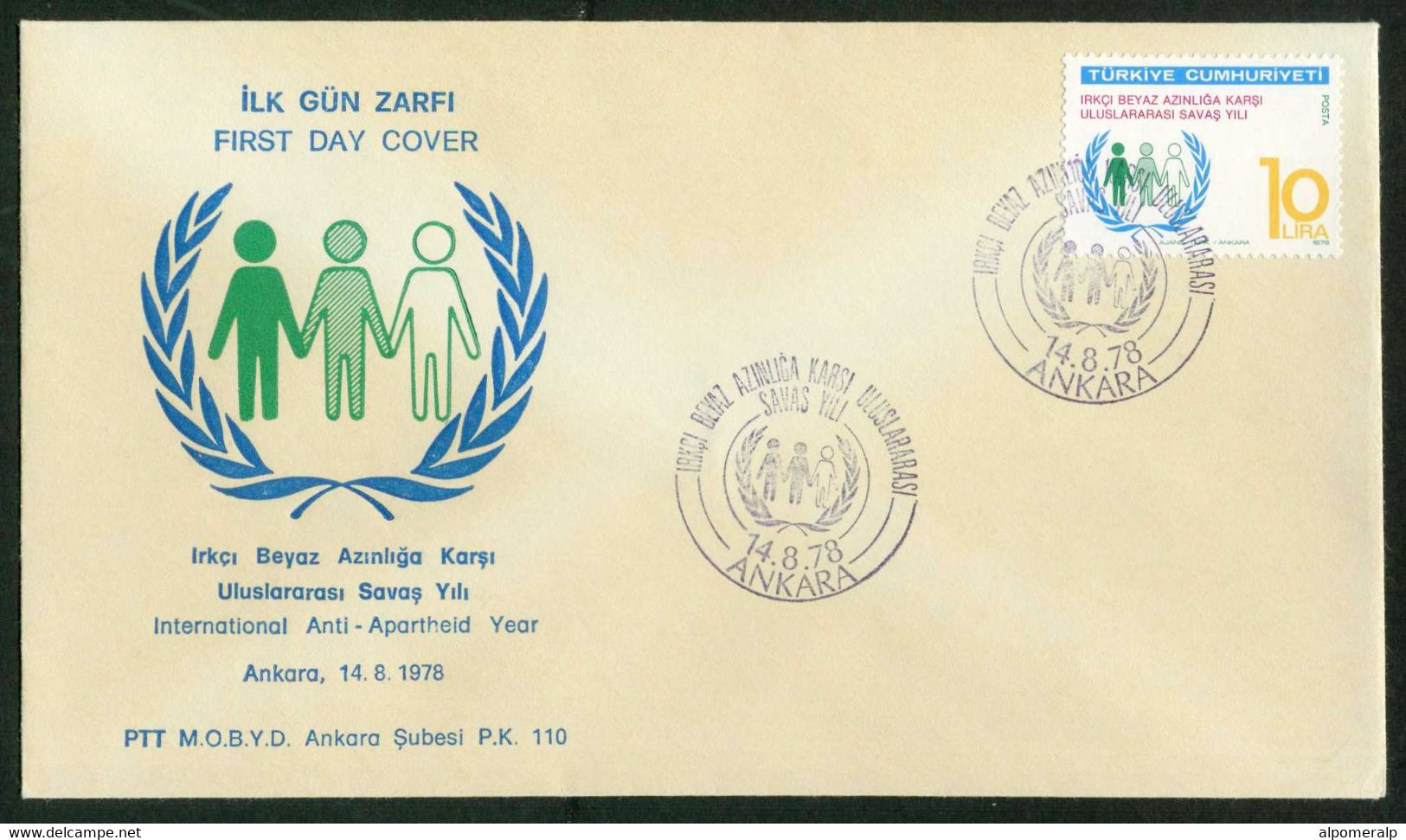 Türkiye 1978 Anti Racism | International Anti-Apartheid Year Mi 2460 FDC - Covers & Documents