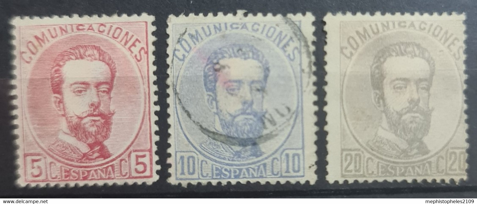 SPAIN 1873 - MLH/canceled - Sc# 178, 181, 183 - Unused Stamps