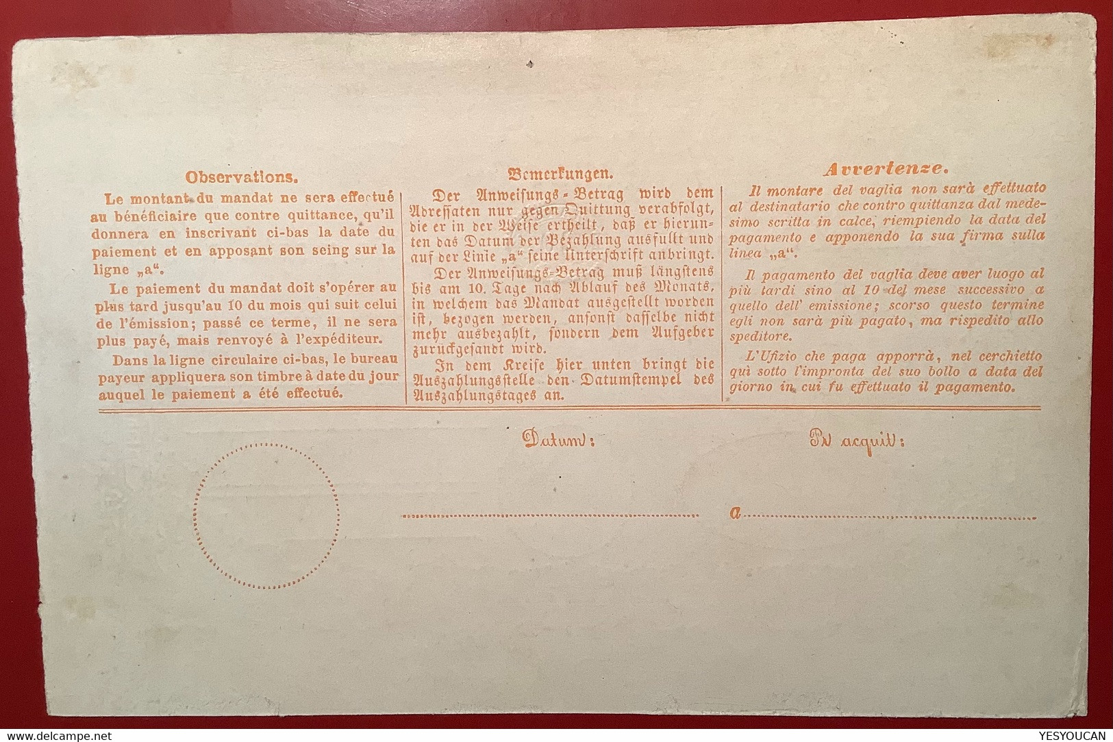 RARITÄT EPREUVE: Postanweisung Ganzsache 1867 20Rp (Schweiz Money Order Postal Stationery Mandat De Poste - Stamped Stationery