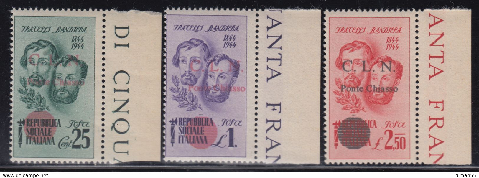 ITALIA - C.L.N. Ponte Chiasso - Fratelli Bandiera N.11-13 - Gomma Integra MNH** - Nationales Befreiungskomitee