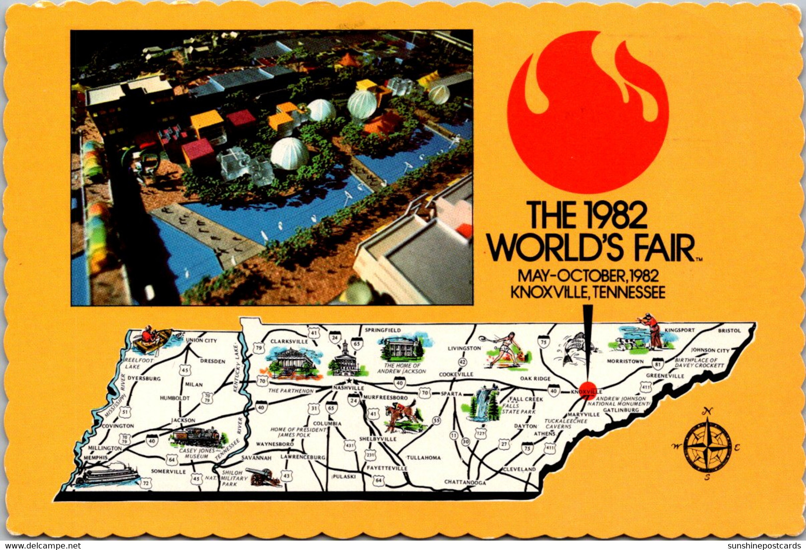 Tennessee Knoxville 1982 World's Fair Aerial View & Map Of Tennessee 1981 - Knoxville