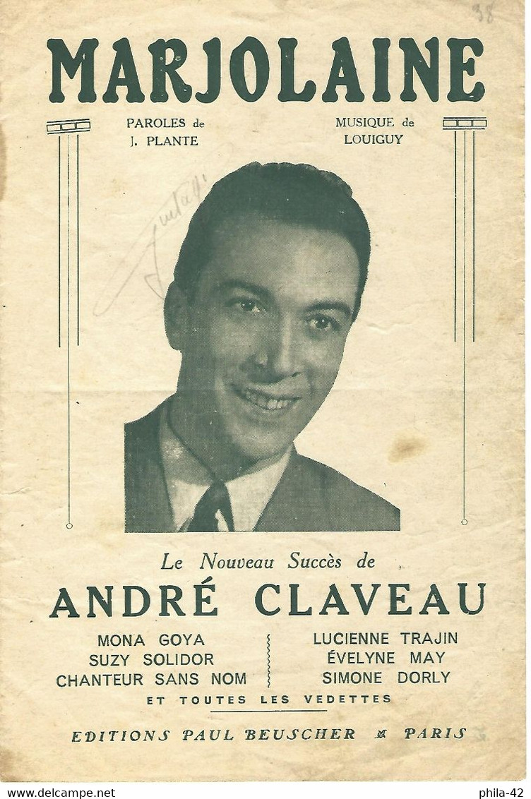 Marjolaine - André Claveau -1943 - Scores & Partitions