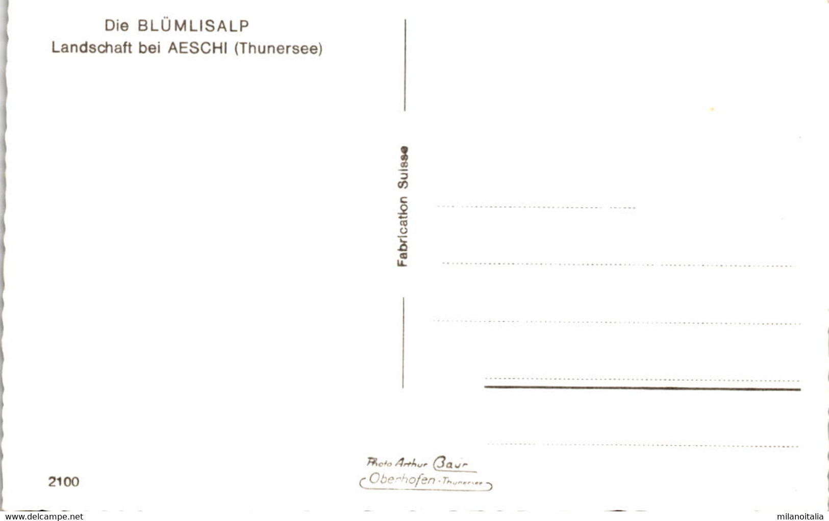 Die Blümlisalp - Landschaft Bei Aeschi (Thunersee) (2100) - Aeschi Bei Spiez