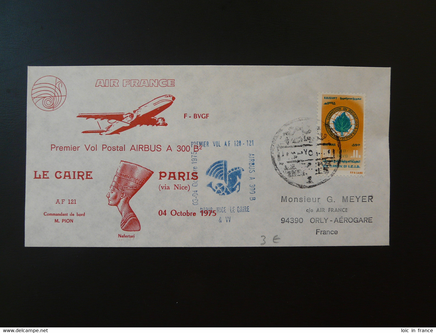 Lettre Premier Vol First Flight Cover Cairo Paris Air France 1975 (ex 1) - Briefe U. Dokumente