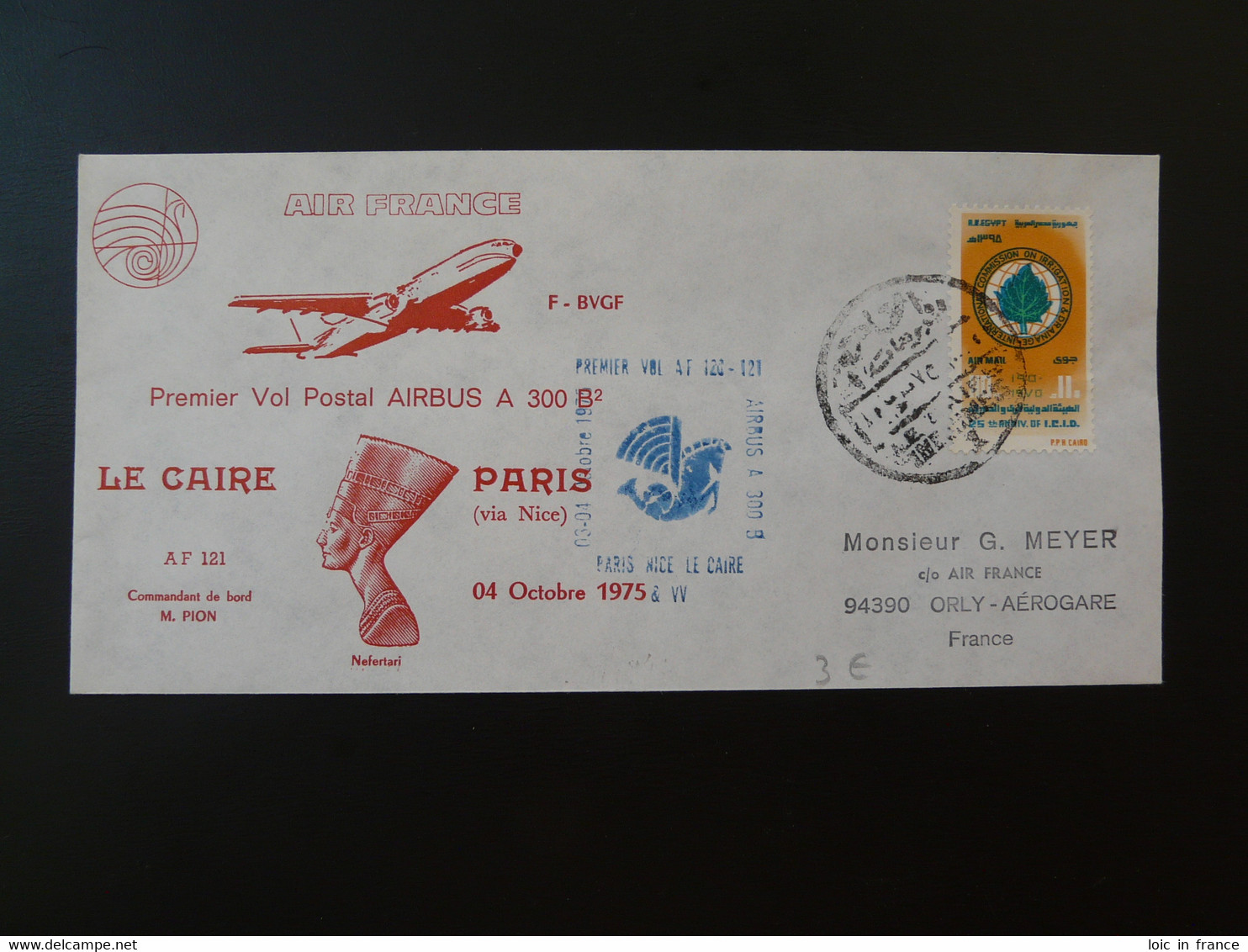 Lettre Premier Vol First Flight Cover Cairo Paris Air France 1975 (ex 2) - Covers & Documents