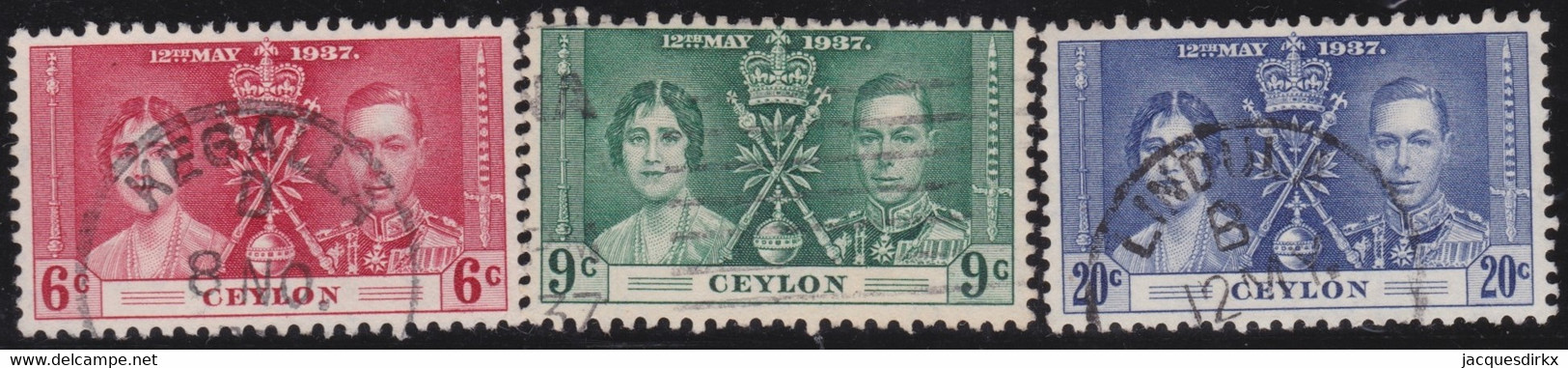 Ceylon      .    SG   .    383/385     .     O    .     Cancelled - Ceylon (...-1947)