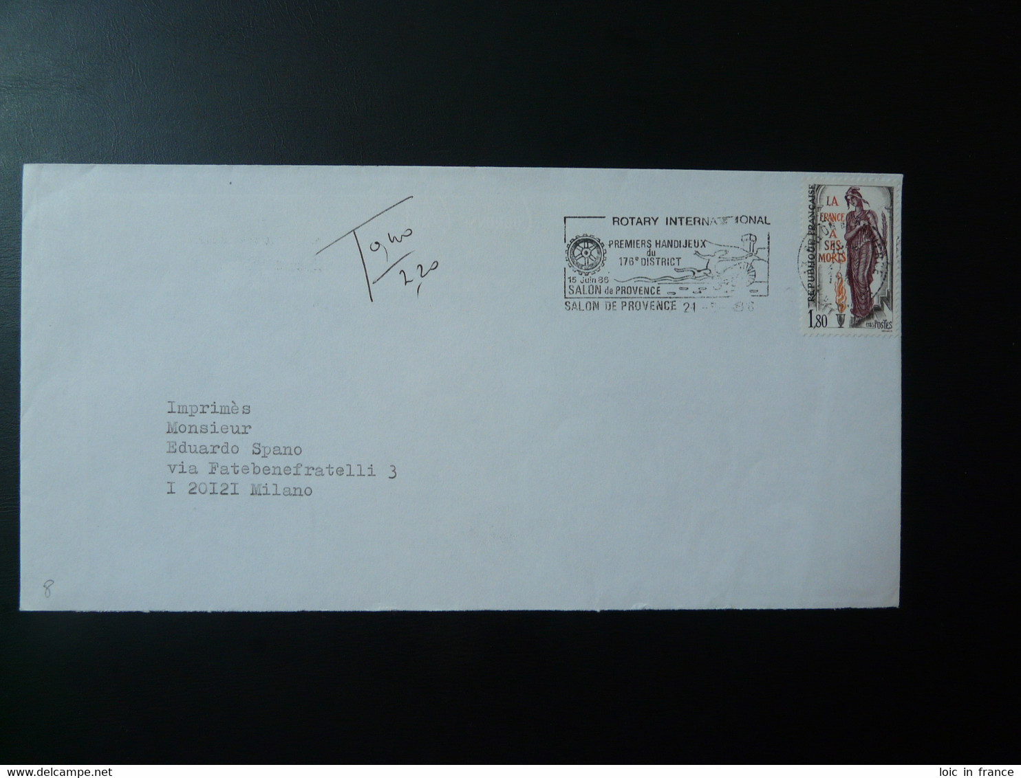 Flamme Sur Lettre Postmark On Cover Handijeux Rotary International 13 Salon De Provence 1986 - Sport Voor Mindervaliden