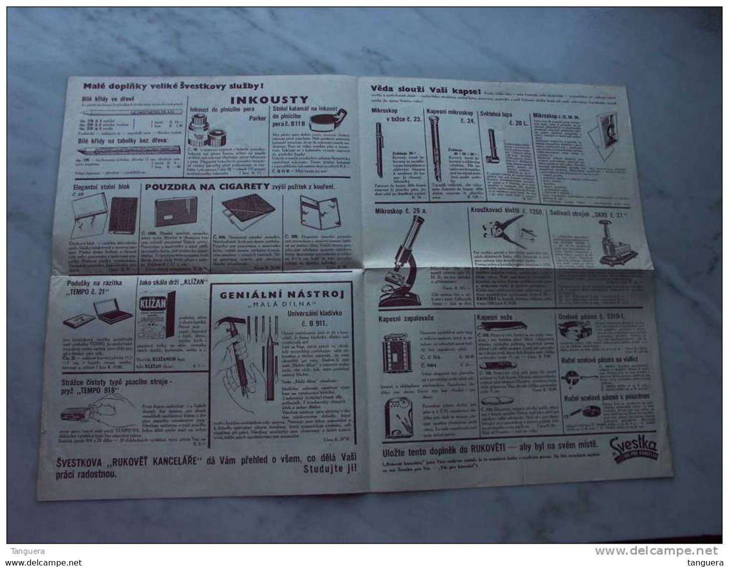 Prijslijst Liste De Prix Svestka 1940 Praha - Material Und Zubehör