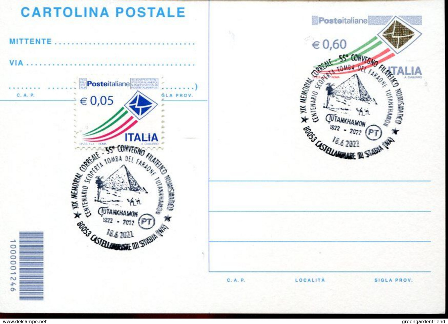 72147 Italia, Special Postmark 2022 Castellamare,centenary Discovery Tomb Of The Faraon Tutankhamon,pyramid - Archéologie