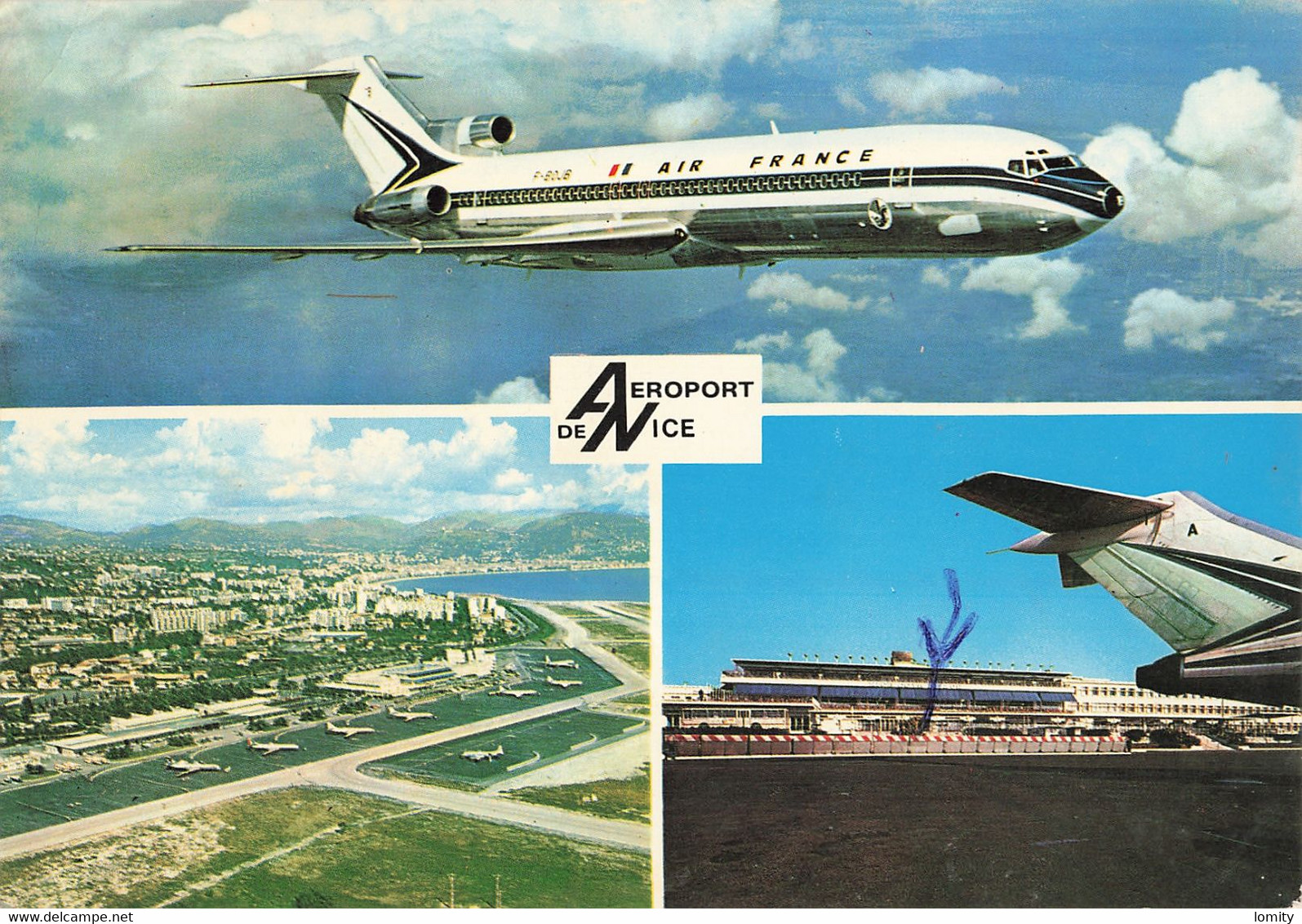 06 Nice Aeroport Et Avion Boeing 727 Air France - Transport Aérien - Aéroport