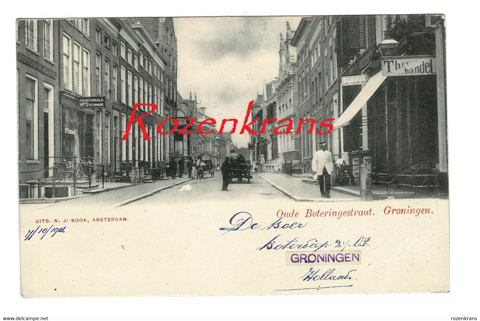 Groningen Oude Boteringestraat Geanimeerd Theewinkel ZELDZAAM 1910 Nederland ZELDZAAM (In Zeer Goede Staat) - Groningen