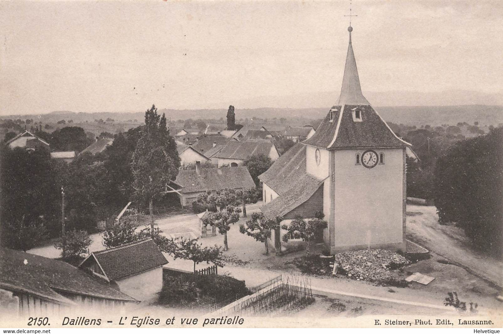 Daillens L'Eglise Et Vue Patrielle 1913 - Daillens