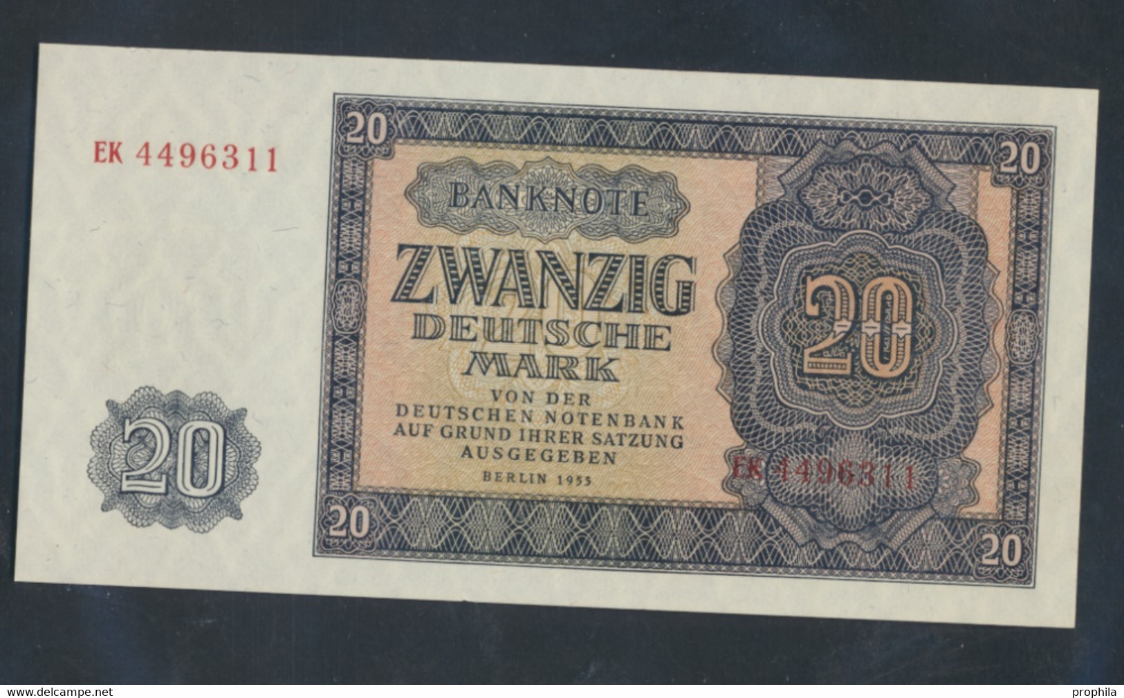 DDR Rosenbg: 351a, KN 7stellig, Davor Zwei Buchstaben Bankfrisch 1955 20 Deutsche Mark (9810595 - 20 Deutsche Mark