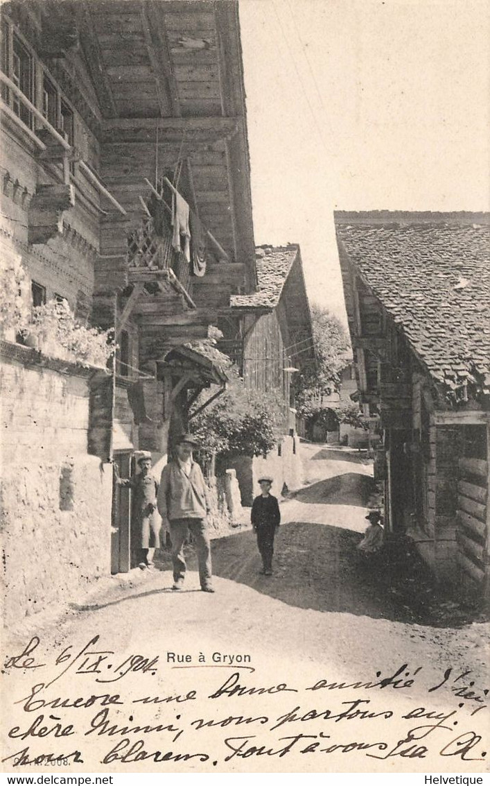 Rue à Gryon 1904 Animée Distric D'Aigle - Gryon